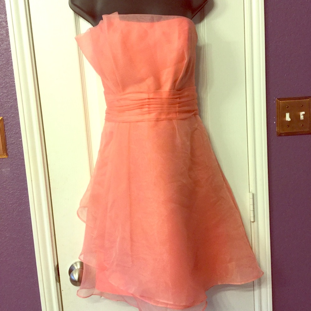 David’s Bridal style F14335 Coral dress